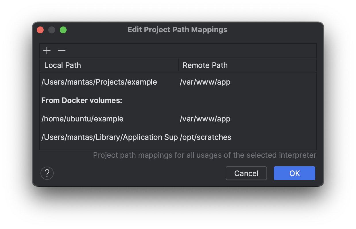 PhpStorm path mapping configuration example